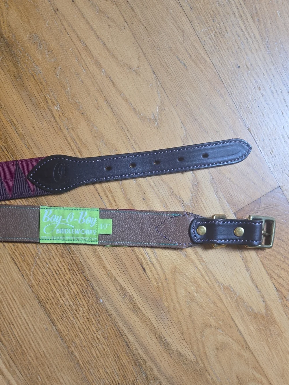 Boy-o-Boy Bridleworks Warrenton equestrian stirrup buckle leather belt, 40